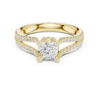 D Color VVS1 Round Moissanite Engagement Ring Pavé Set
