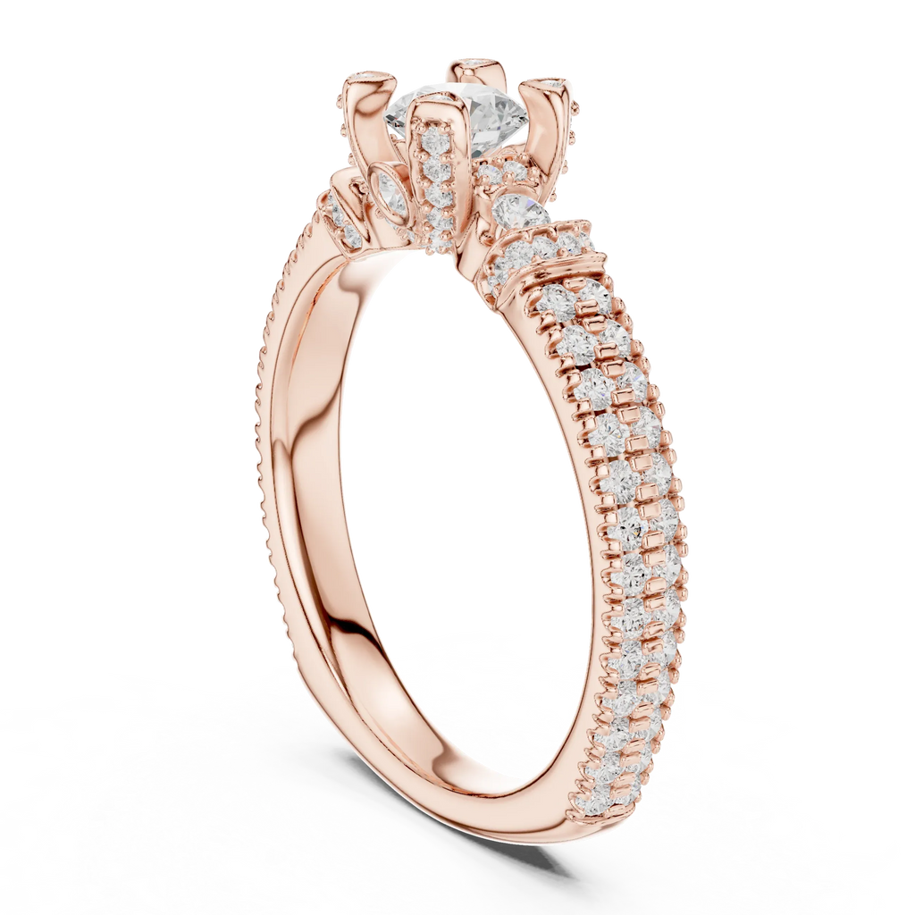 E Color Round Lab Grown Diamond Sidestone Anniversary Ring