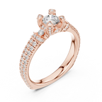 E Color Round Lab Grown Diamond Sidestone Anniversary Ring