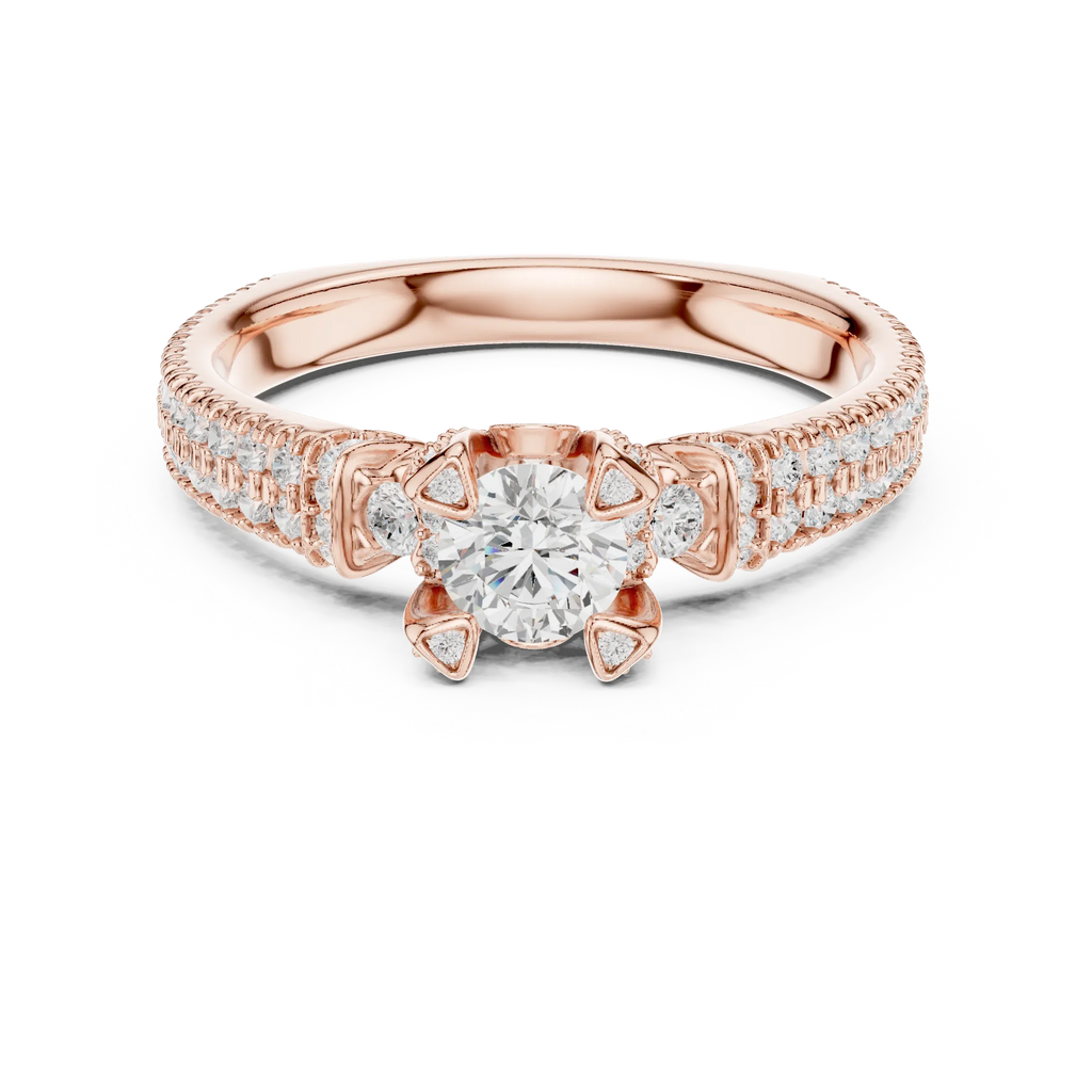 E Color Round Lab Grown Diamond Sidestone Anniversary Ring