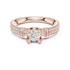 E Color Round Lab Grown Diamond Sidestone Anniversary Ring