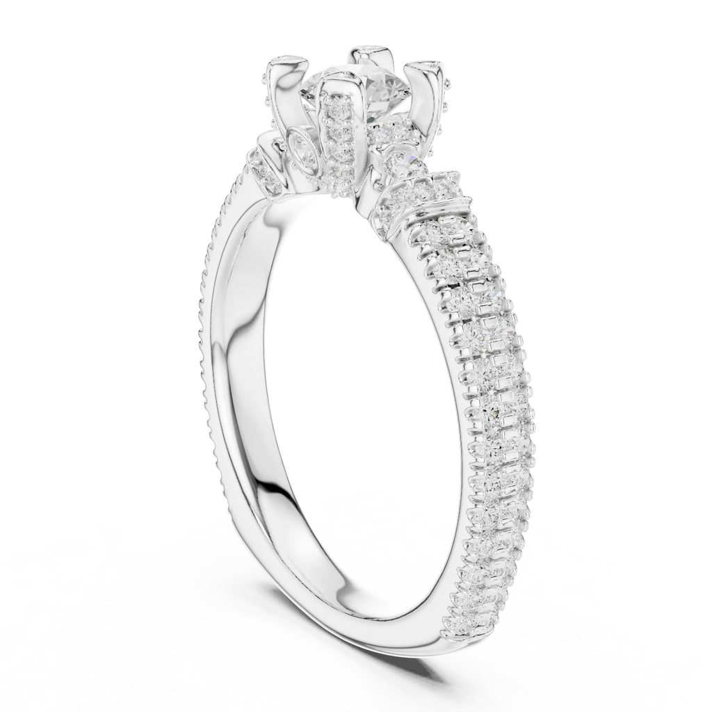 E Color Round Lab Grown Diamond Sidestone Anniversary Ring