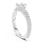 E Color Round Lab Grown Diamond Sidestone Anniversary Ring