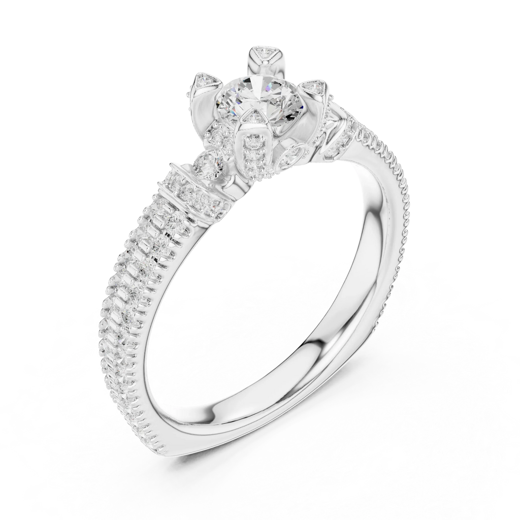 E Color Round Lab Grown Diamond Sidestone Anniversary Ring