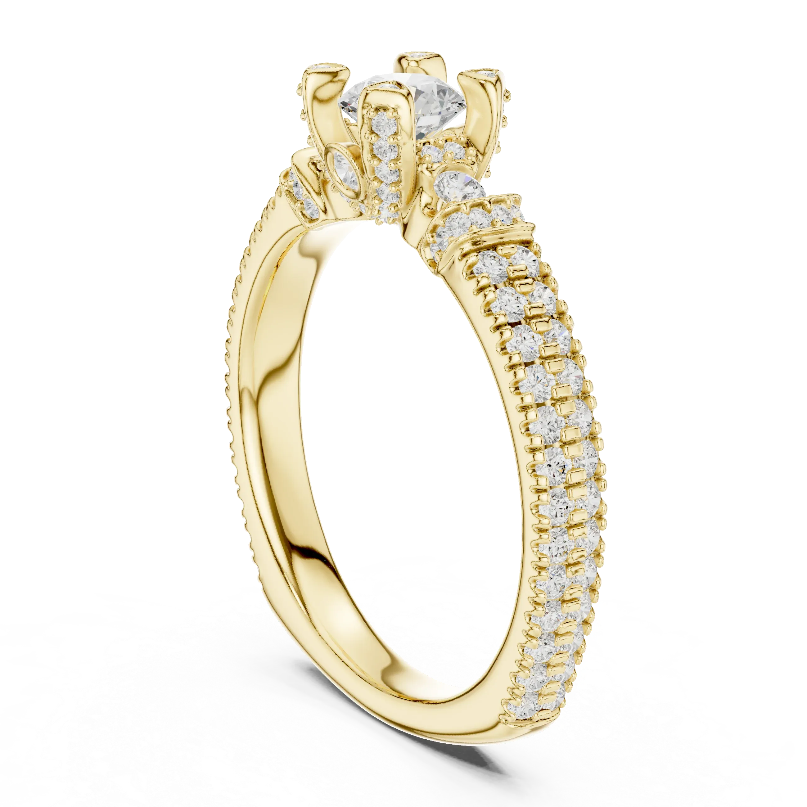 E Color Round Lab Grown Diamond Sidestone Anniversary Ring