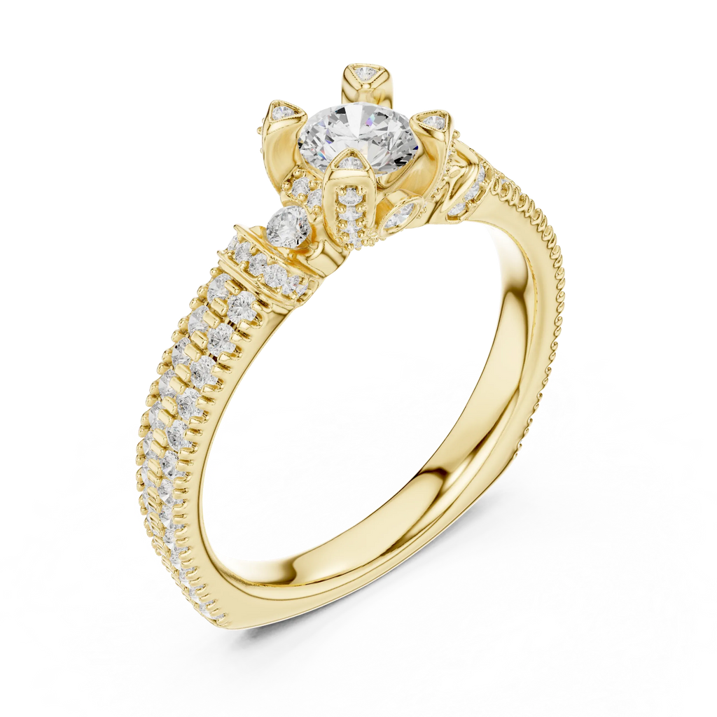 E Color Round Lab Grown Diamond Sidestone Anniversary Ring