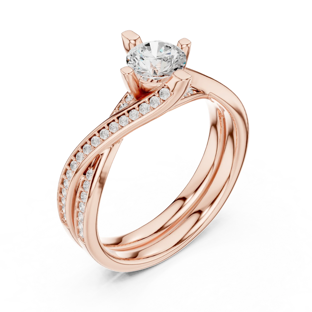 Delicate Pavé Round Moissanite Wedding Ring F Color VVS