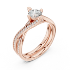 Delicate Pavé Round Moissanite Wedding Ring F Color VVS
