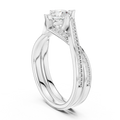 Delicate Pavé Round Moissanite Wedding Ring F Color VVS