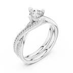 Delicate Pavé Round Moissanite Wedding Ring F Color VVS