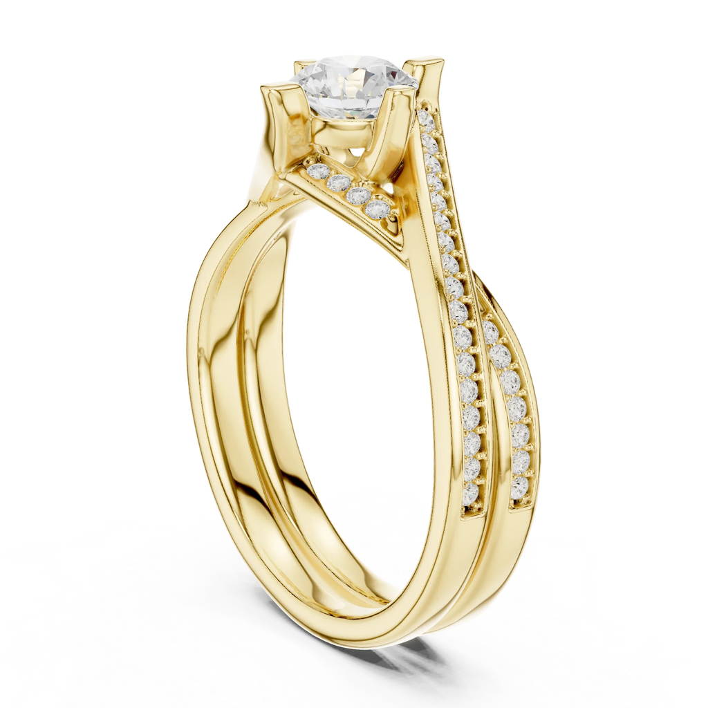 Delicate Pavé Round Moissanite Wedding Ring F Color VVS