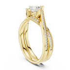 Delicate Pavé Round Moissanite Wedding Ring F Color VVS