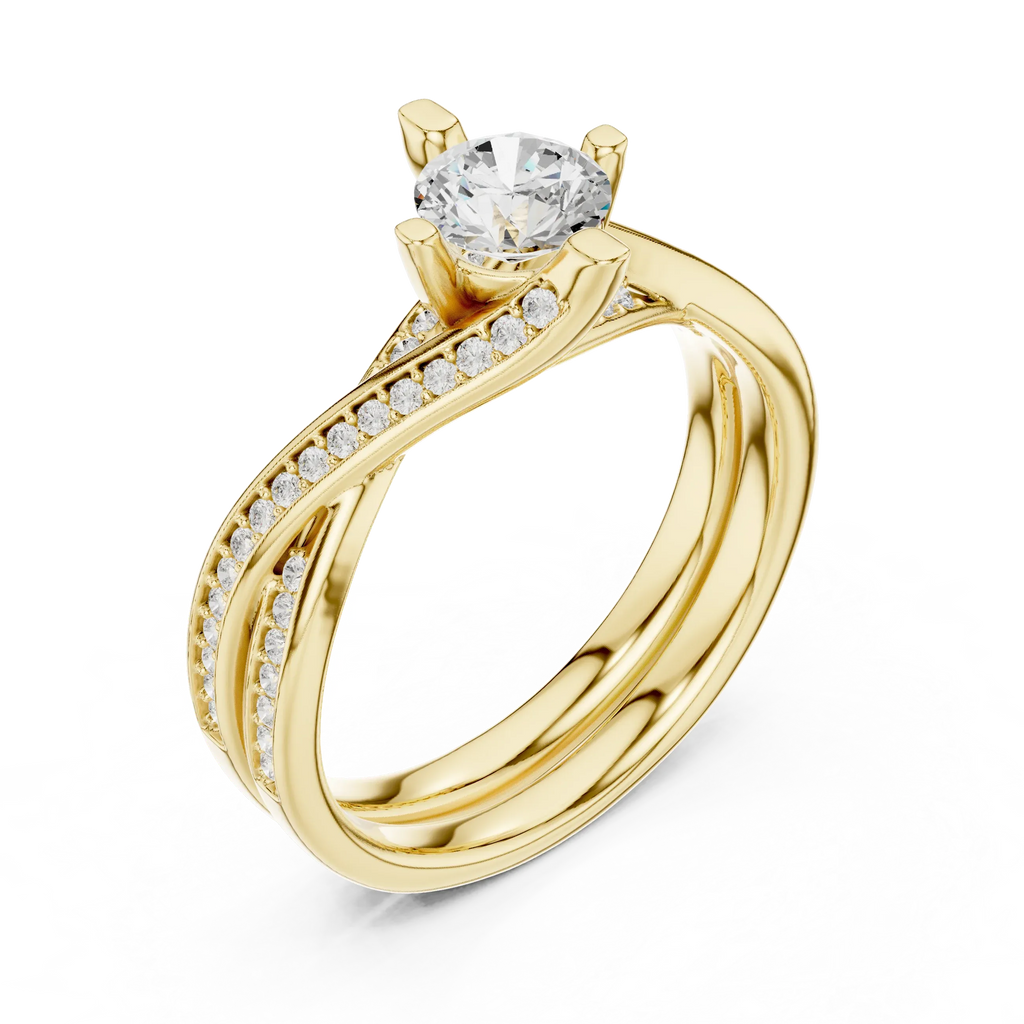 Delicate Pavé Round Moissanite Wedding Ring F Color VVS