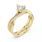 Delicate Pavé Round Moissanite Wedding Ring F Color VVS