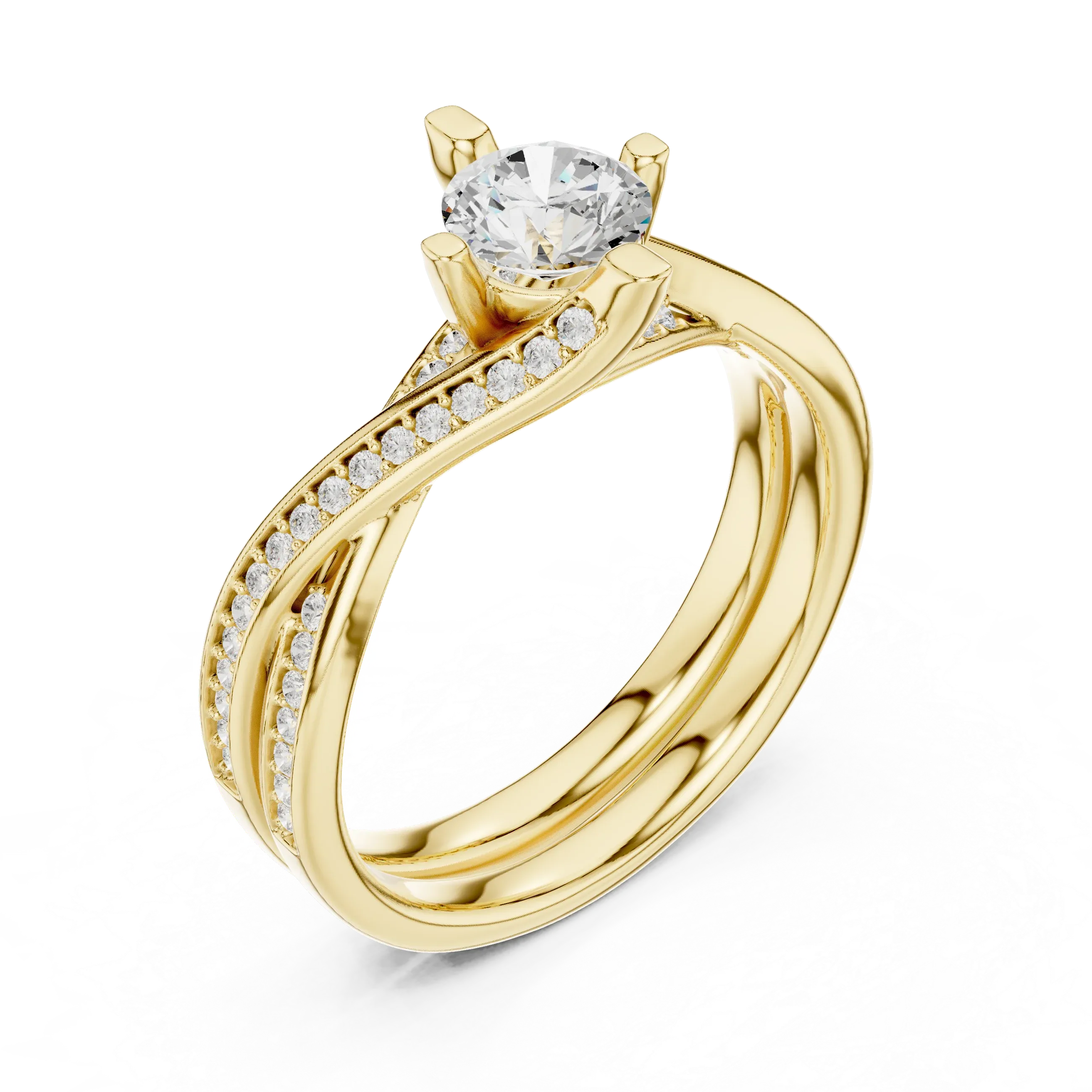 Delicate Pavé Round Moissanite Wedding Ring F Color VVS