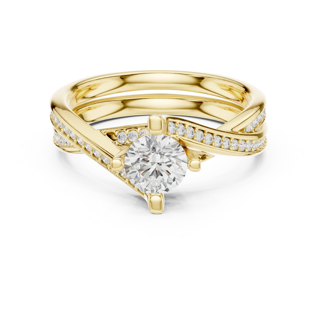 Delicate Pavé Round Moissanite Wedding Ring F Color VVS