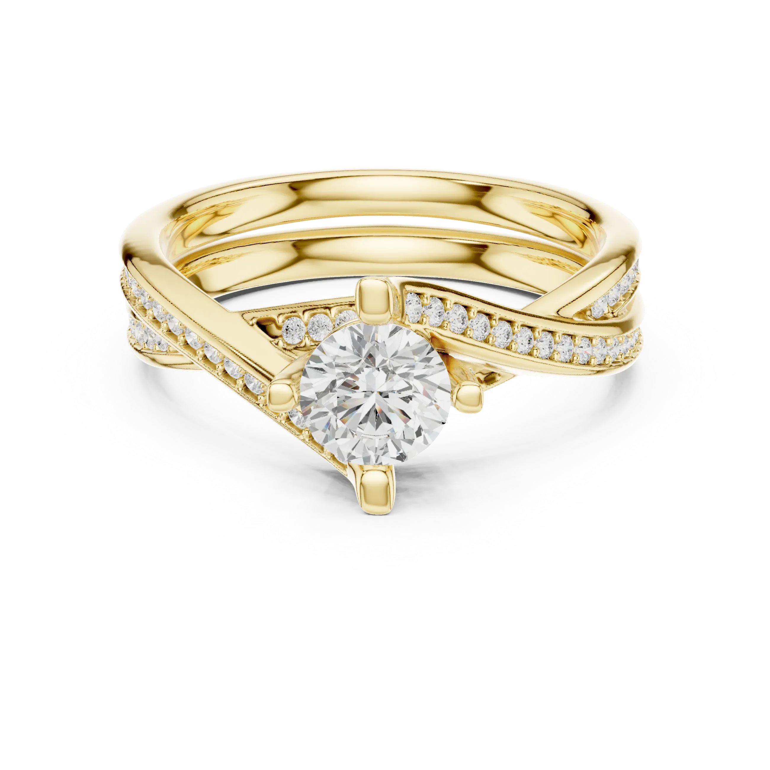 Delicate Pavé Round Moissanite Wedding Ring F Color VVS