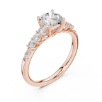Round VVS Diamond Ring with Side Stones E Color
