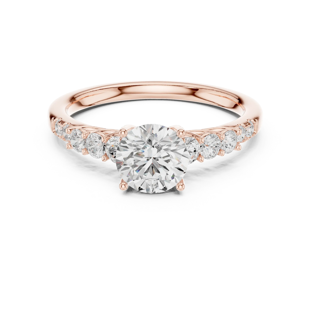 Round VVS Diamond Ring with Side Stones E Color
