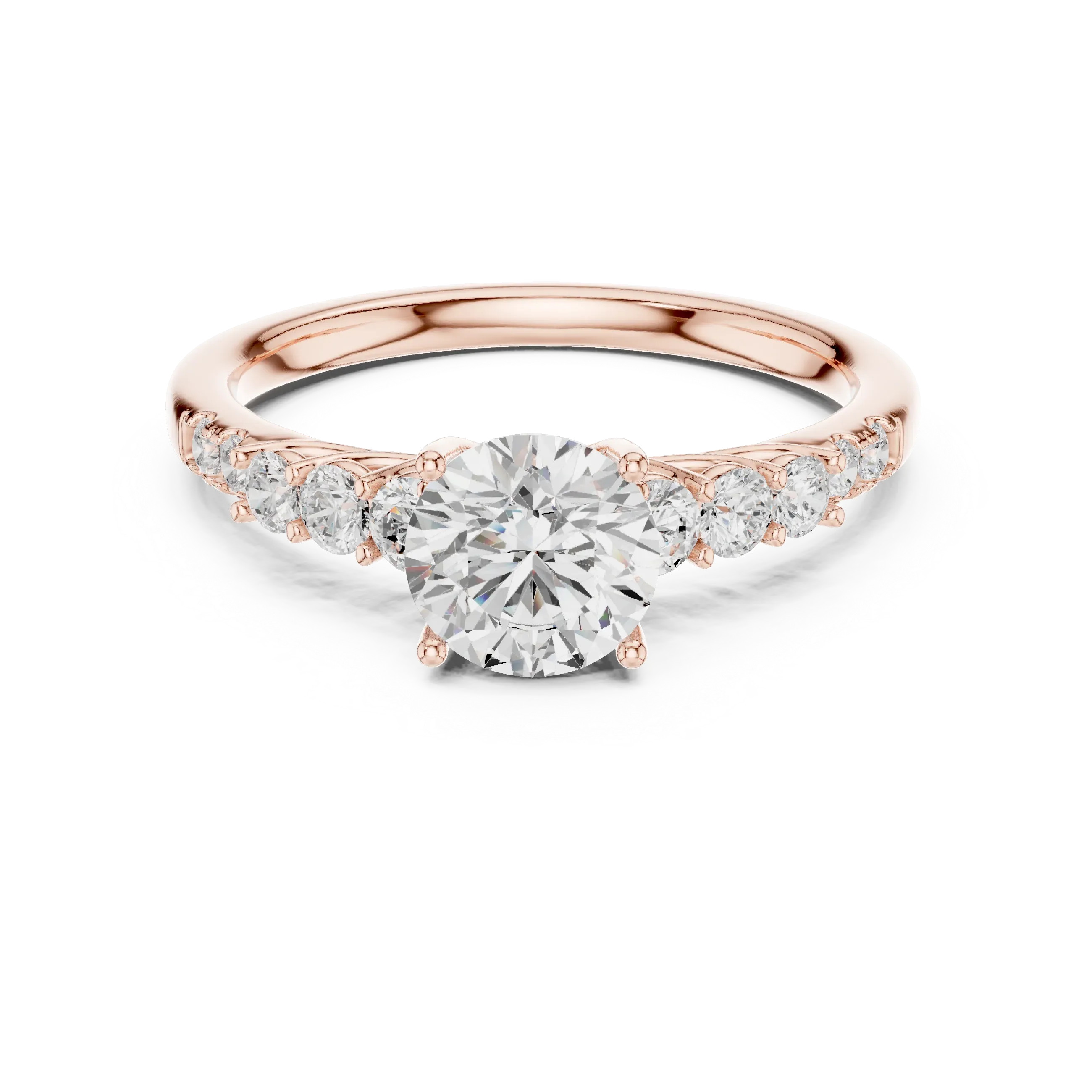 Round VVS Diamond Ring with Side Stones E Color