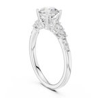 Round VVS Diamond Ring with Side Stones E Color