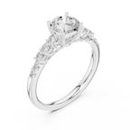 Round VVS Diamond Ring with Side Stones E Color