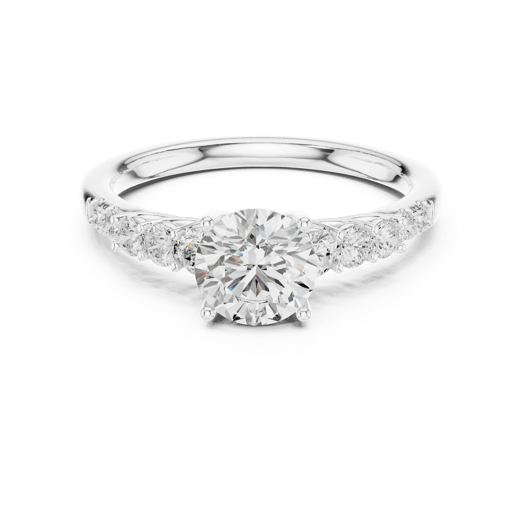 Round VVS Diamond Ring with Side Stones E Color