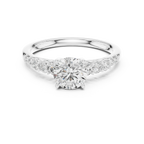 Round VVS Diamond Ring with Side Stones E Color