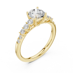 Round VVS Diamond Ring with Side Stones E Color