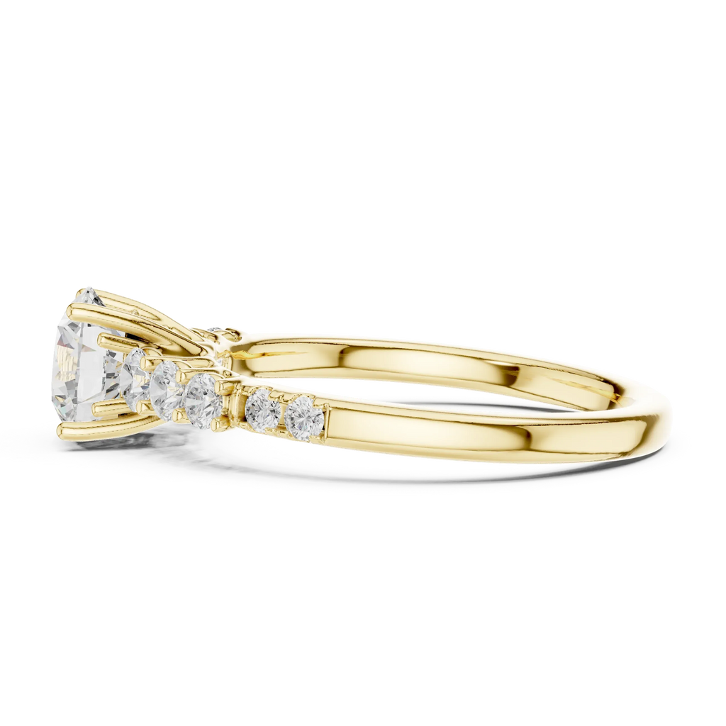 Round VVS Diamond Ring with Side Stones E Color