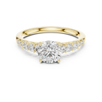 Round VVS Diamond Ring with Side Stones E Color