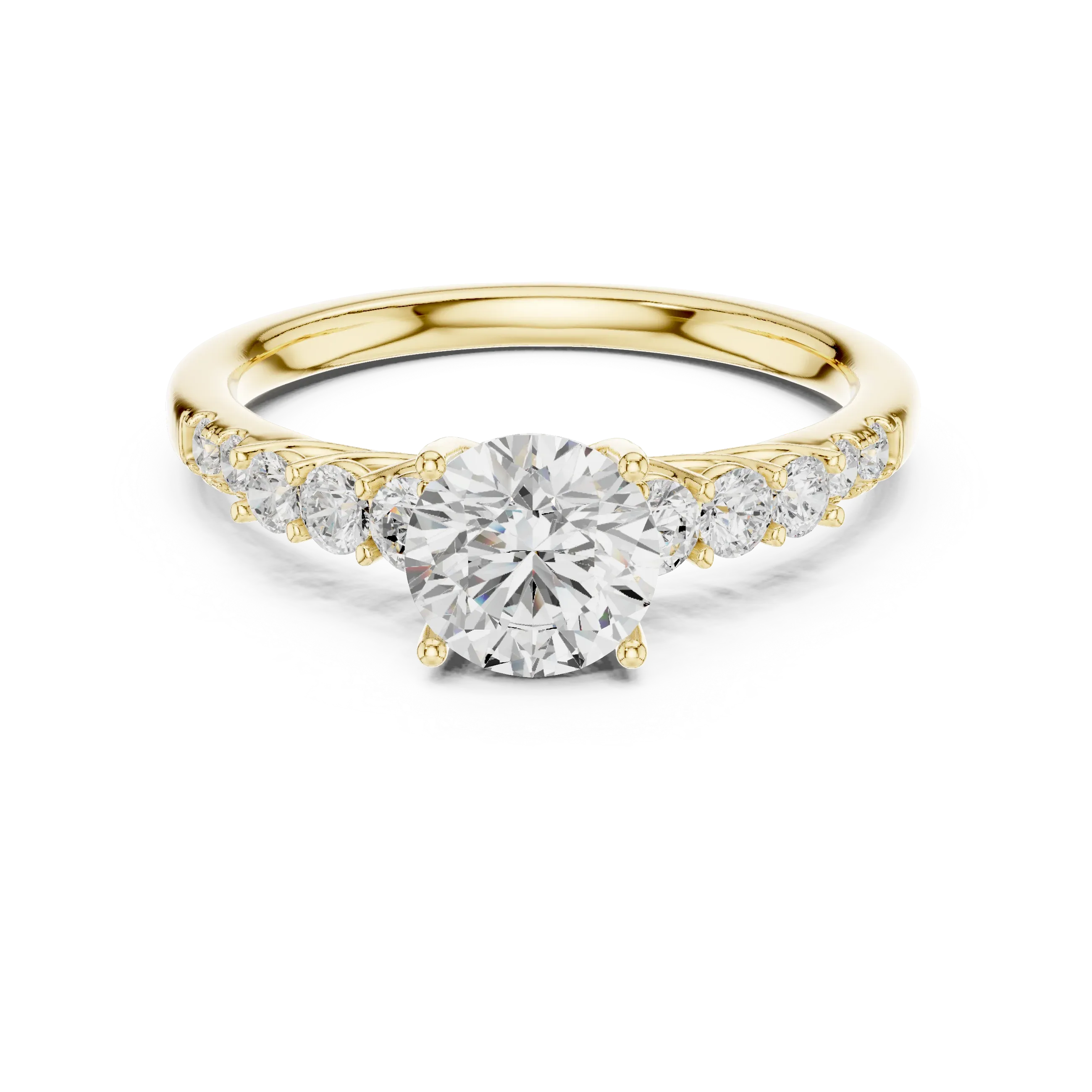 Round VVS Diamond Ring with Side Stones E Color