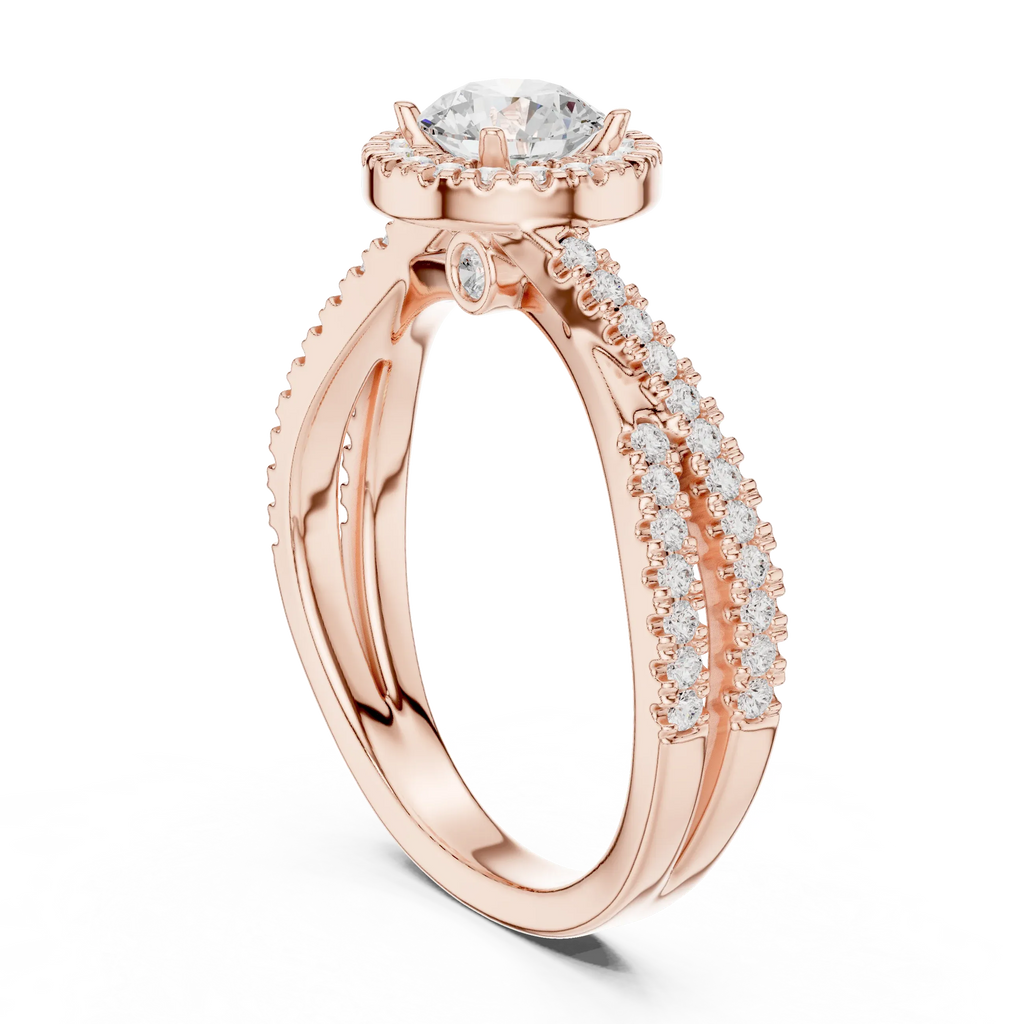 Round Moissanite Pavé Engagement Ring Anniversary Gift D Color