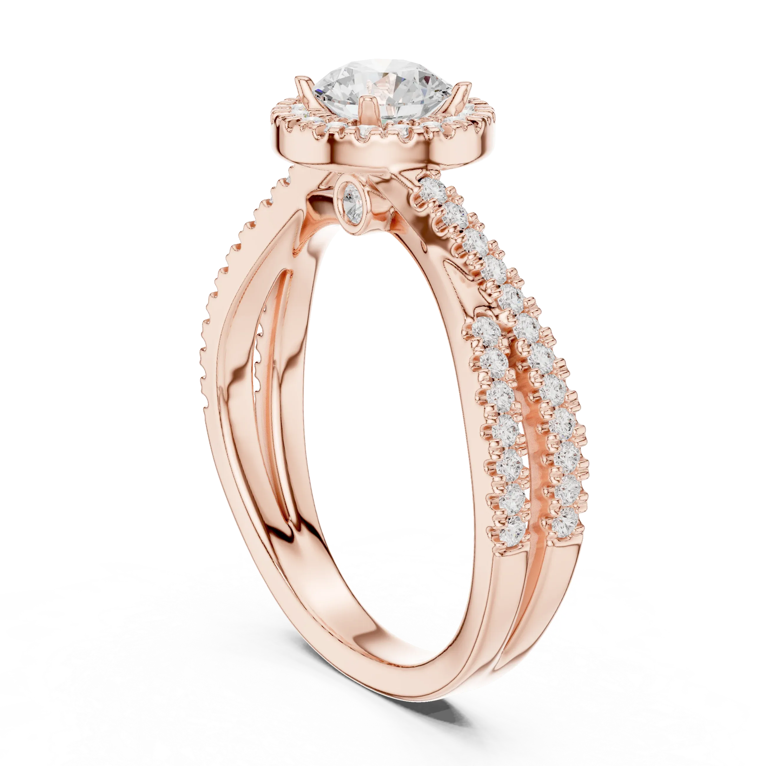 Round Moissanite Pavé Engagement Ring Anniversary Gift D Color