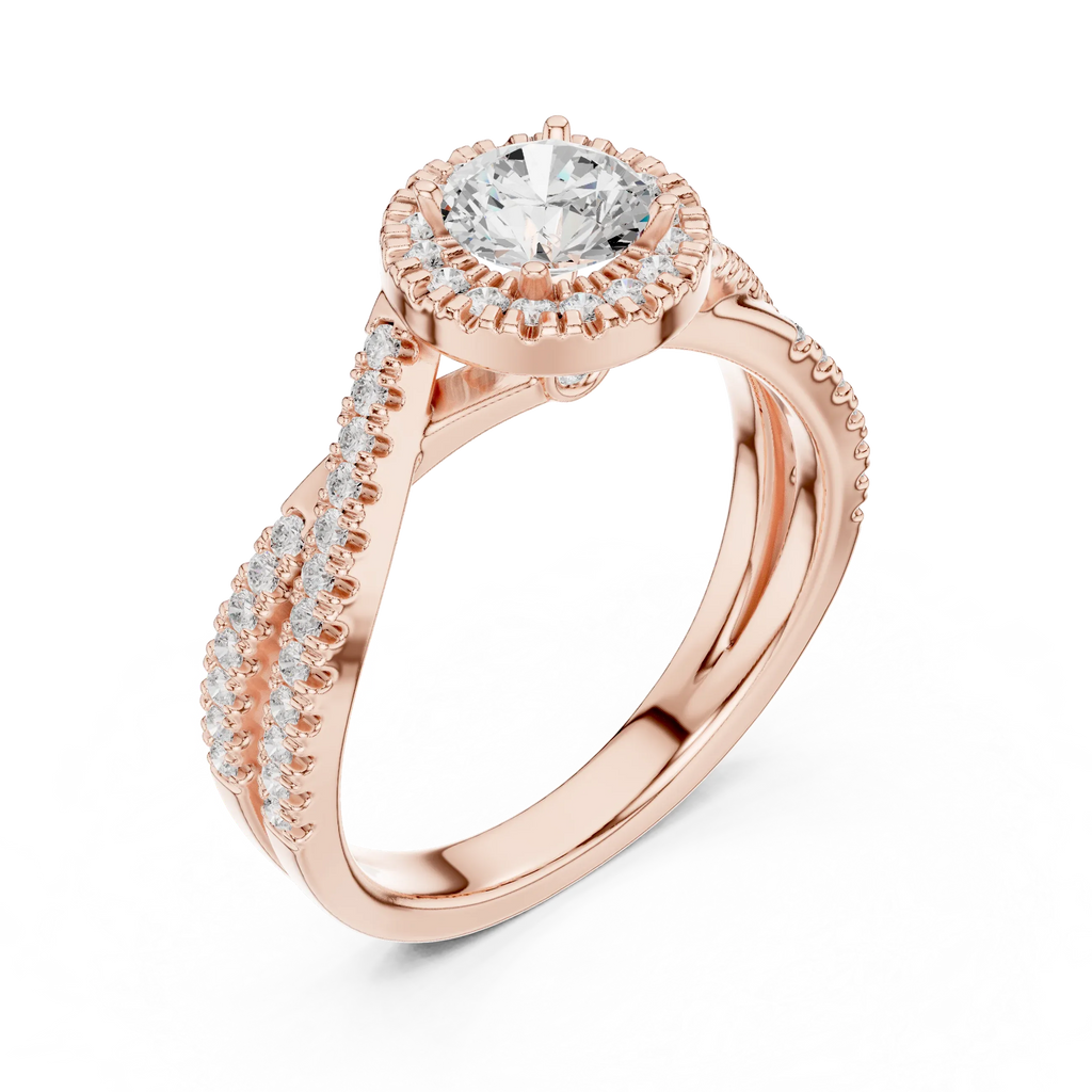 Round Moissanite Pavé Engagement Ring Anniversary Gift D Color