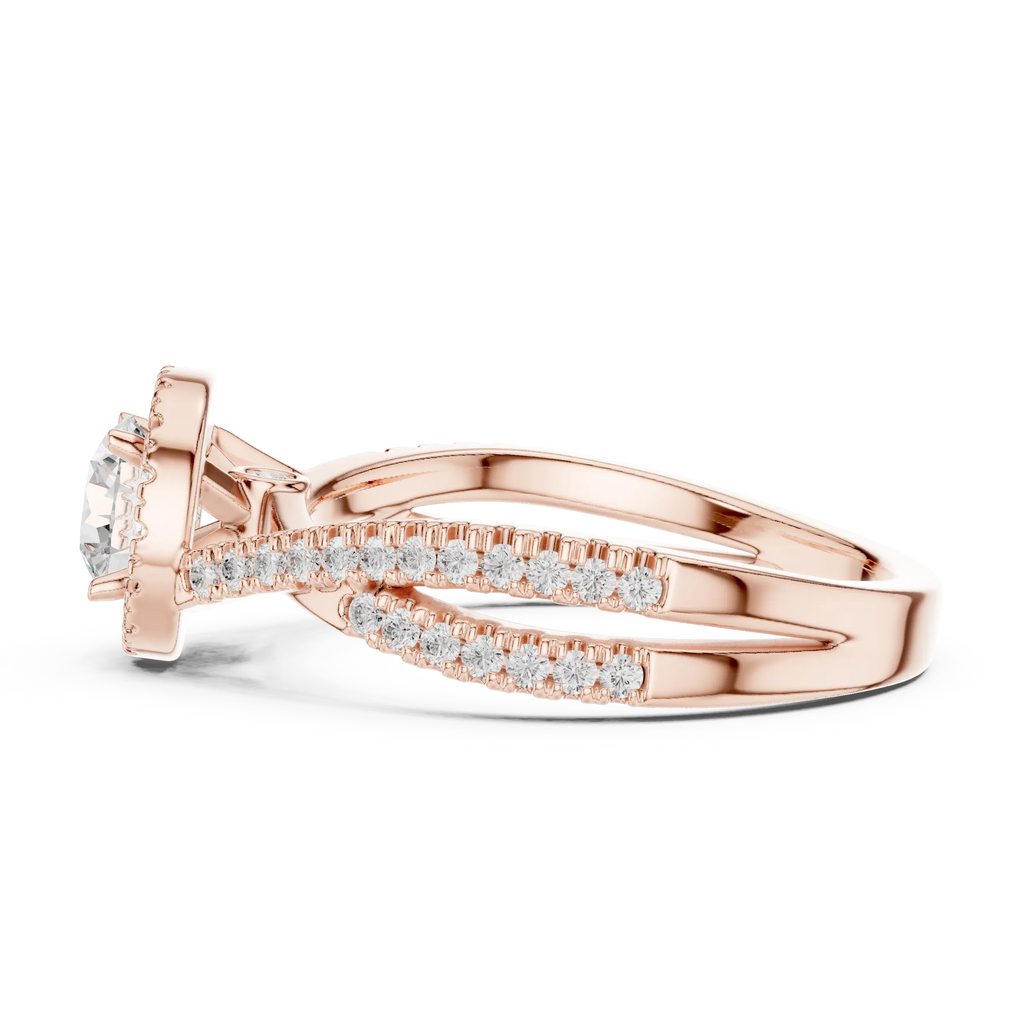 Round Moissanite Pavé Engagement Ring Anniversary Gift D Color