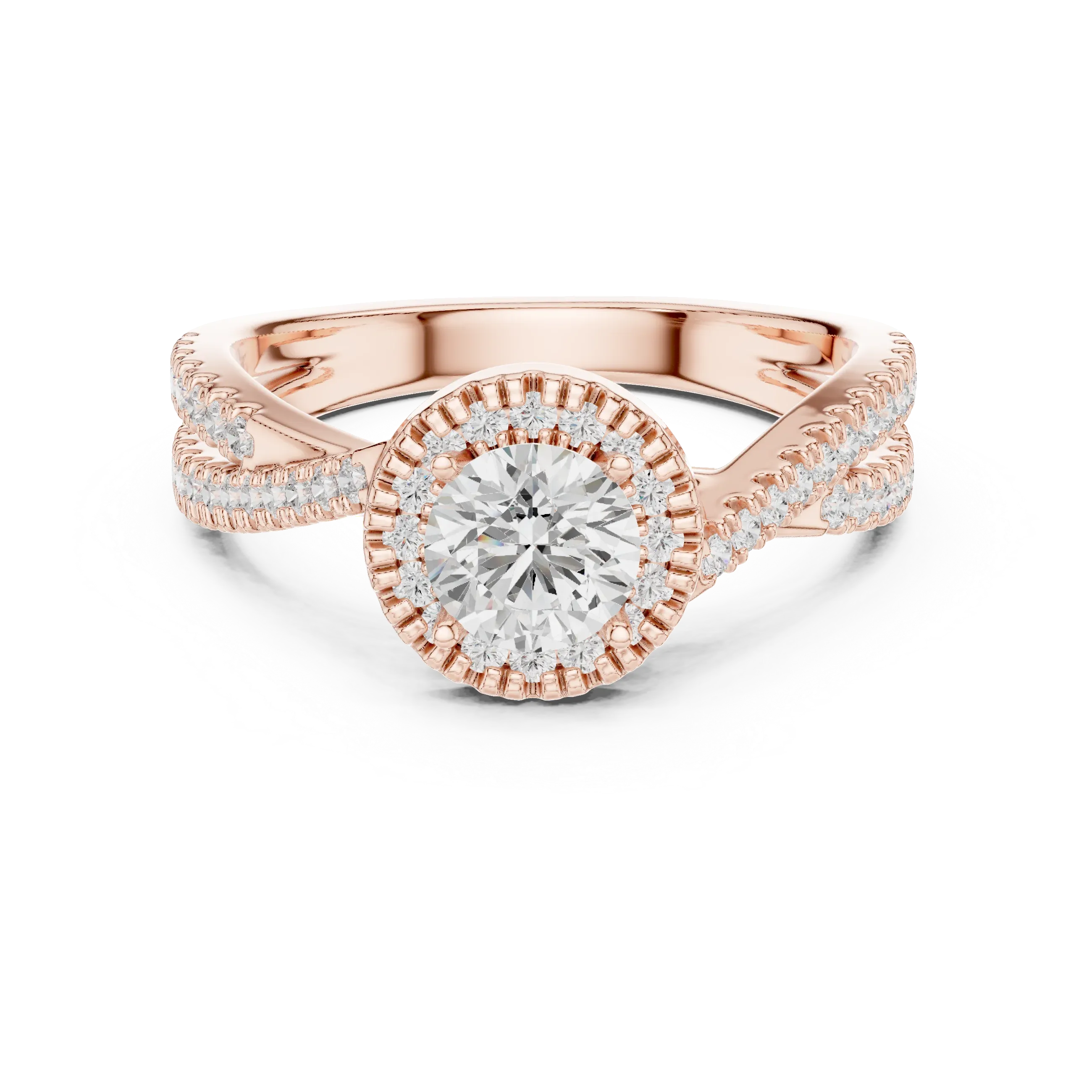 Round Moissanite Pavé Engagement Ring Anniversary Gift D Color