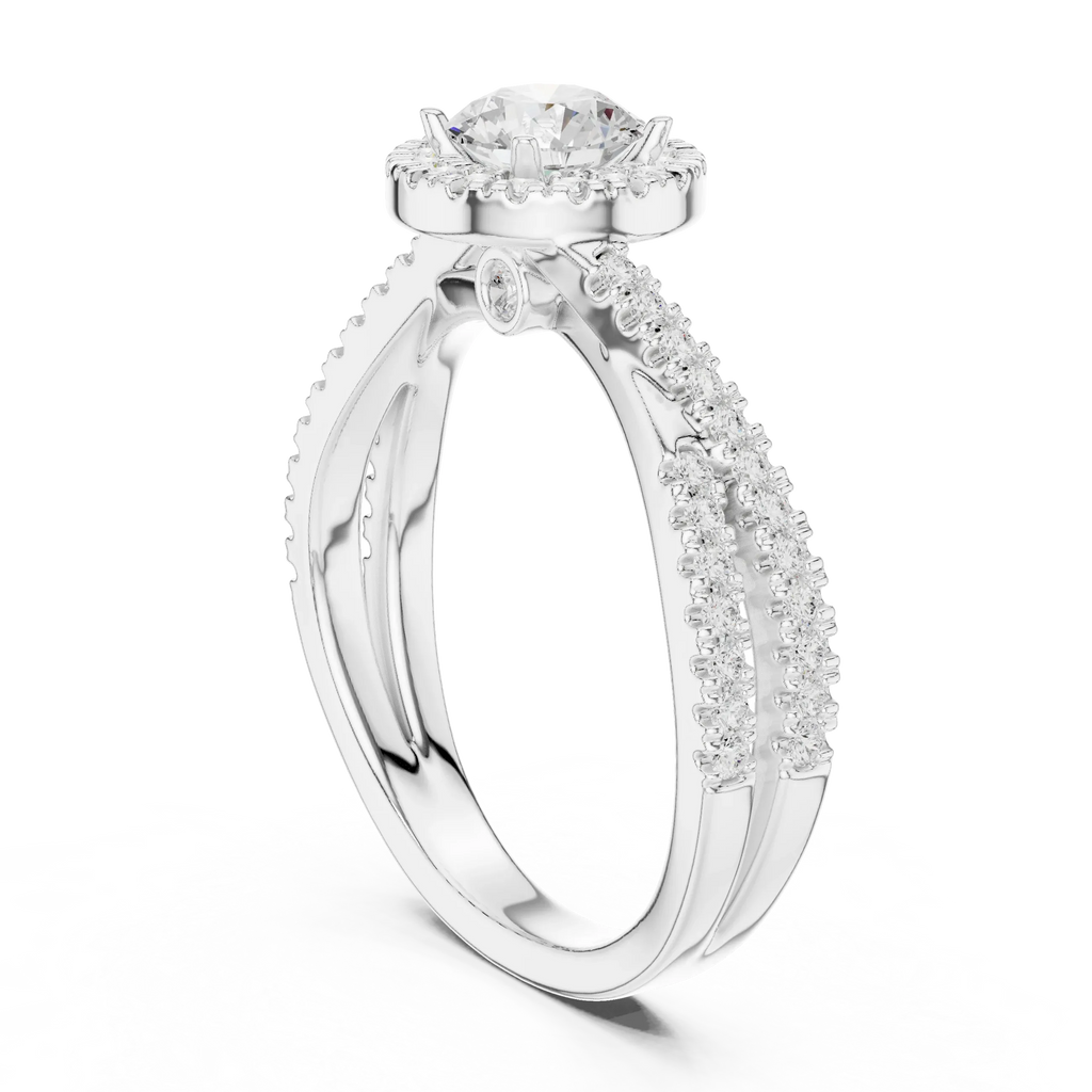 Round Moissanite Pavé Engagement Ring Anniversary Gift D Color
