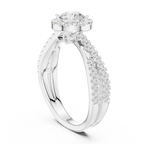 Round Moissanite Pavé Engagement Ring Anniversary Gift D Color