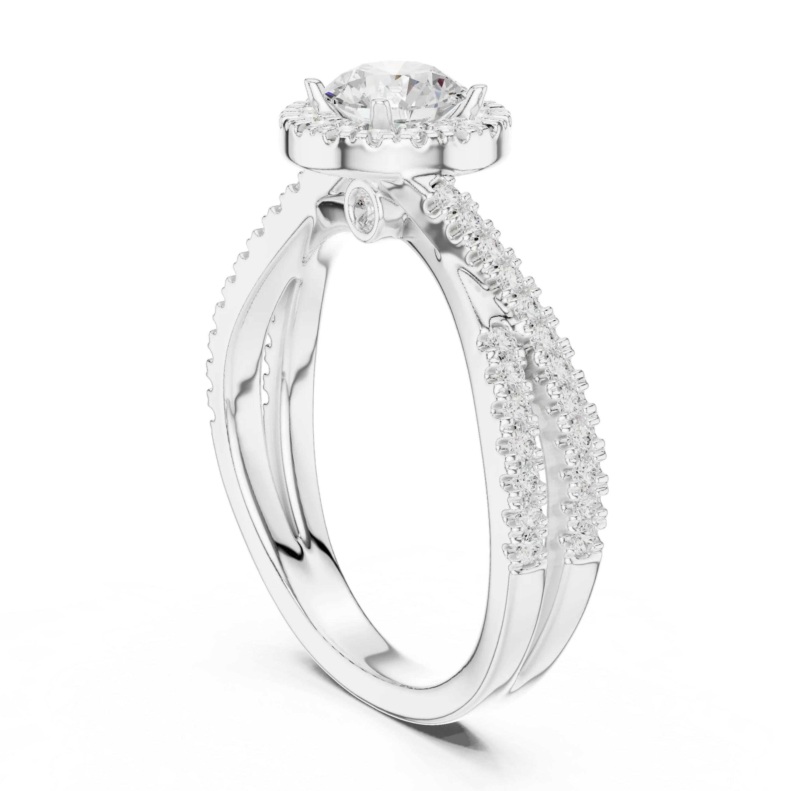 Round Moissanite Pavé Engagement Ring Anniversary Gift D Color