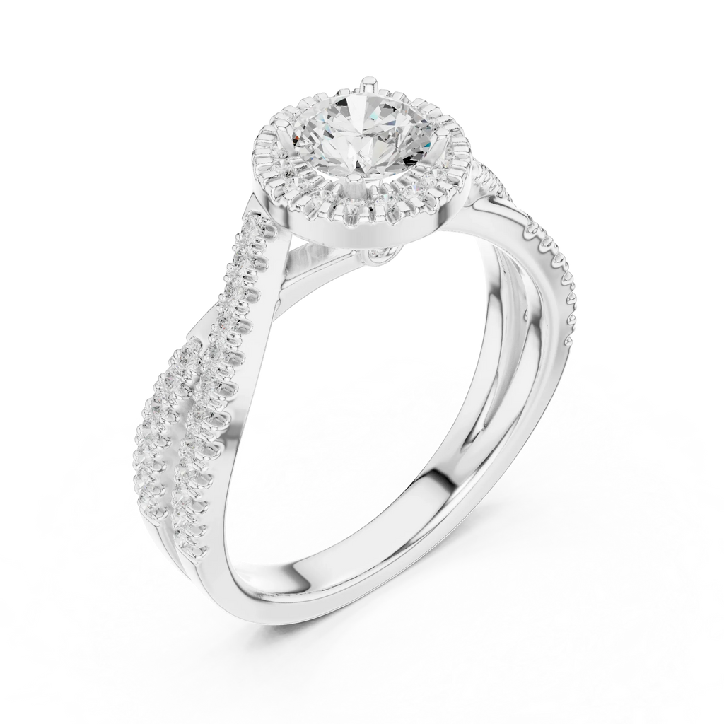 Round Moissanite Pavé Engagement Ring Anniversary Gift D Color
