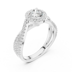Round Moissanite Pavé Engagement Ring Anniversary Gift D Color