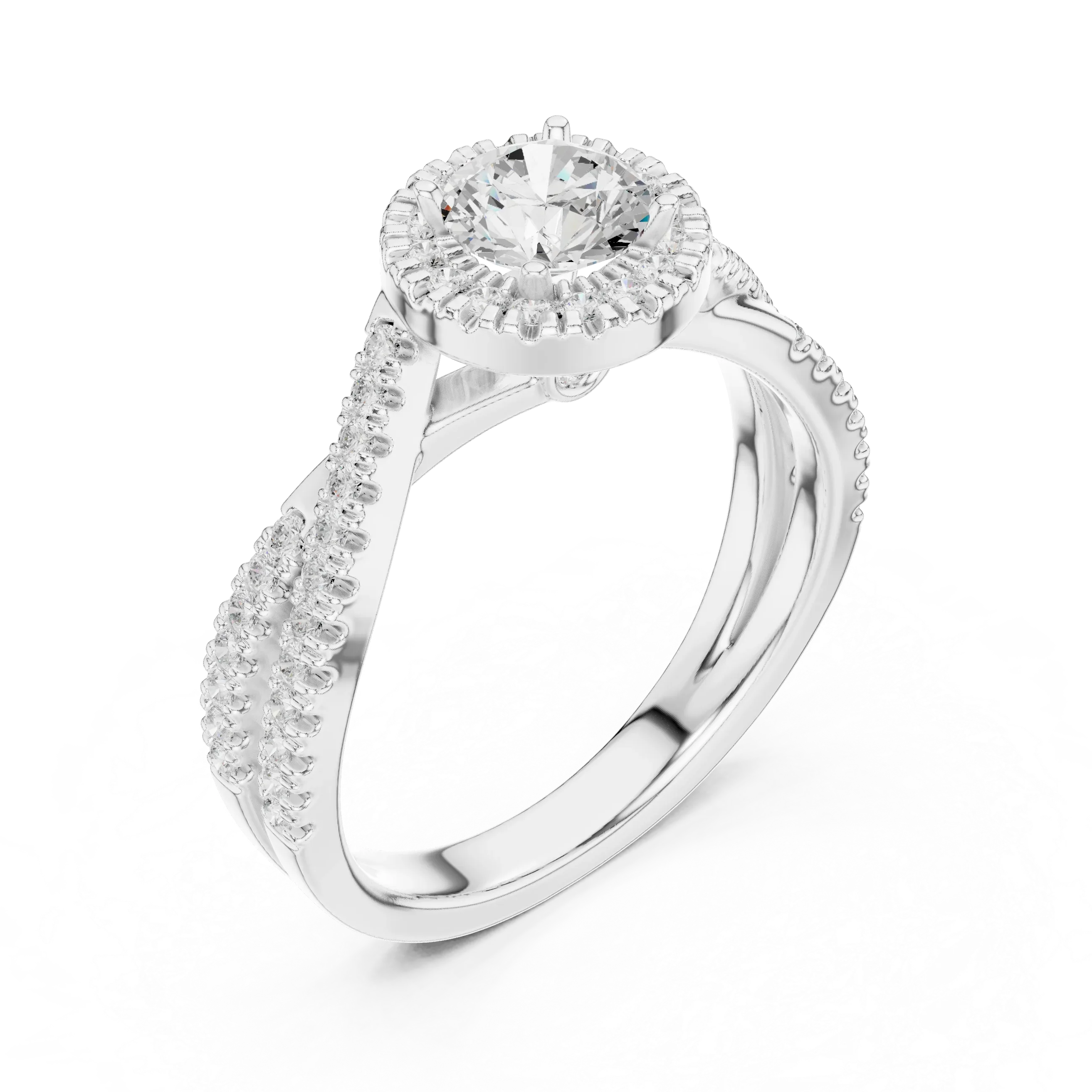 Round Moissanite Pavé Engagement Ring Anniversary Gift D Color
