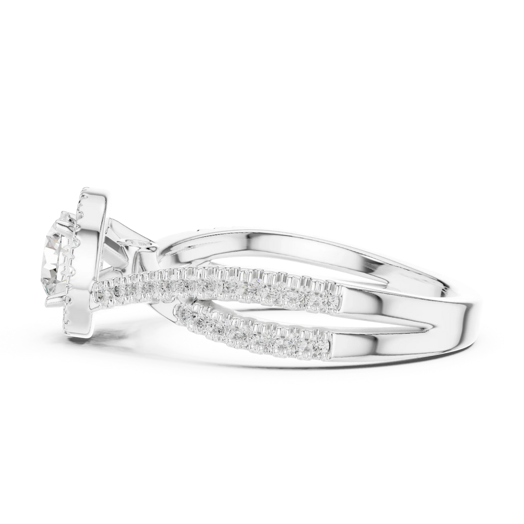 Round Moissanite Pavé Engagement Ring Anniversary Gift D Color