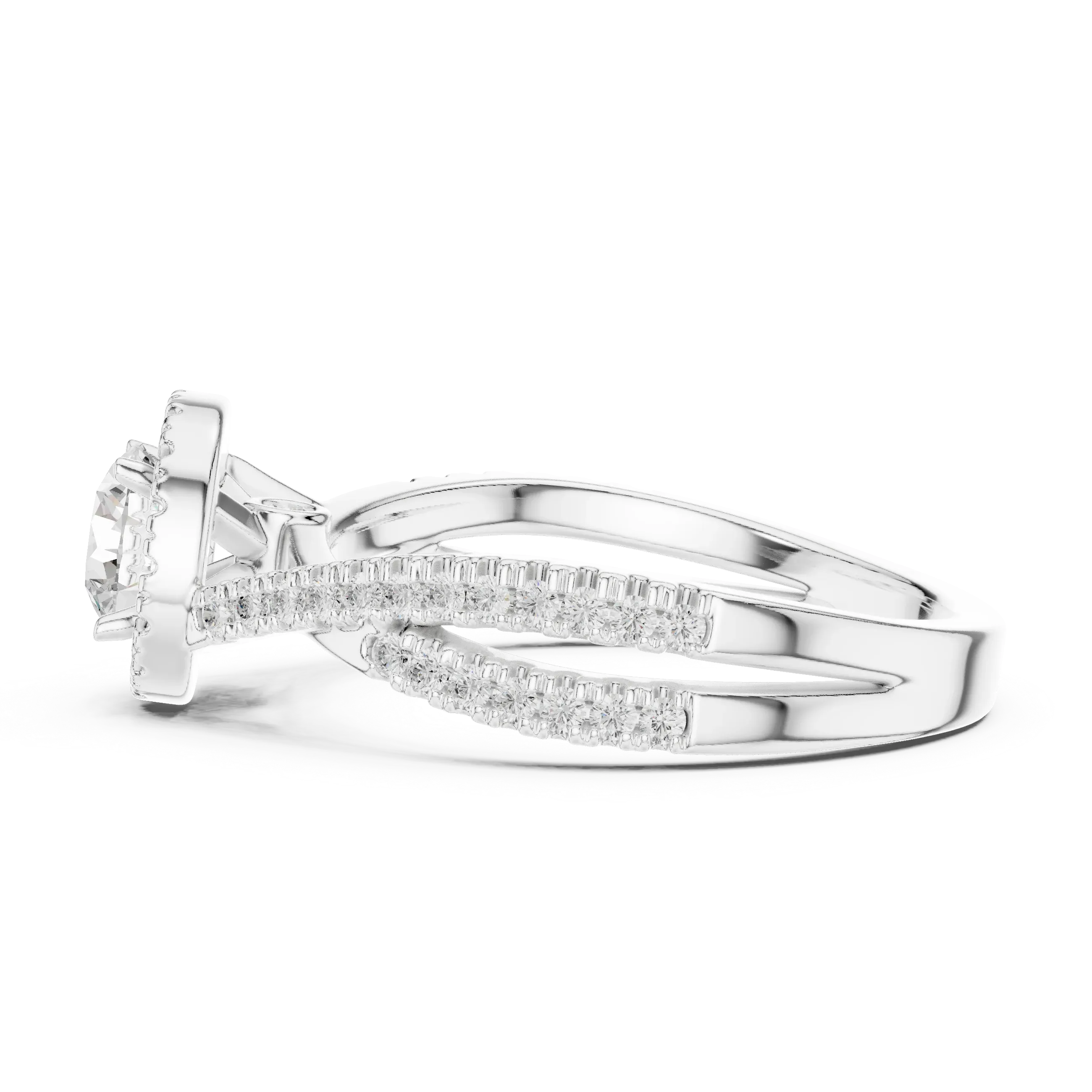 Round Moissanite Pavé Engagement Ring Anniversary Gift D Color
