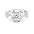 Round Moissanite Pavé Engagement Ring Anniversary Gift D Color