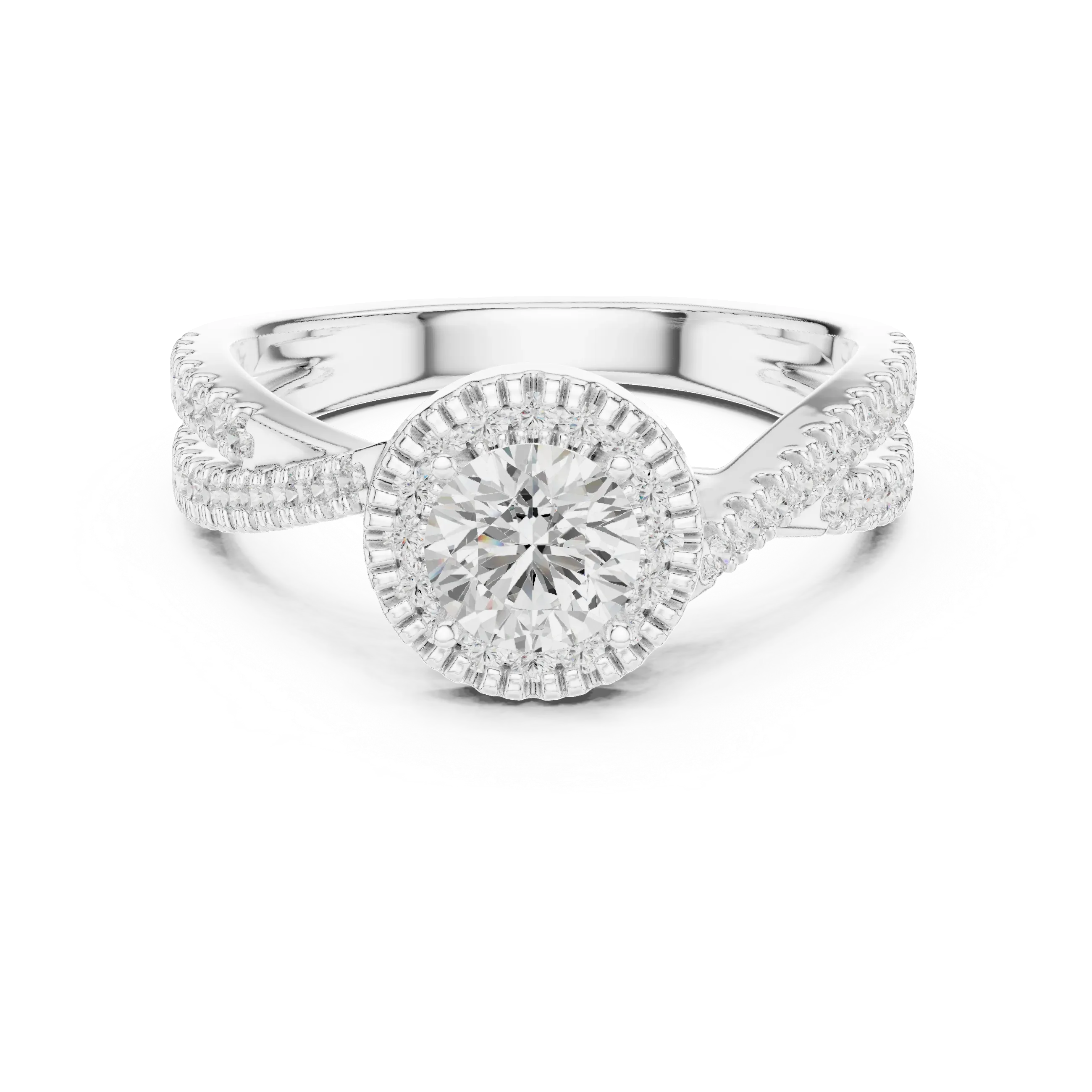 Round Moissanite Pavé Engagement Ring Anniversary Gift D Color