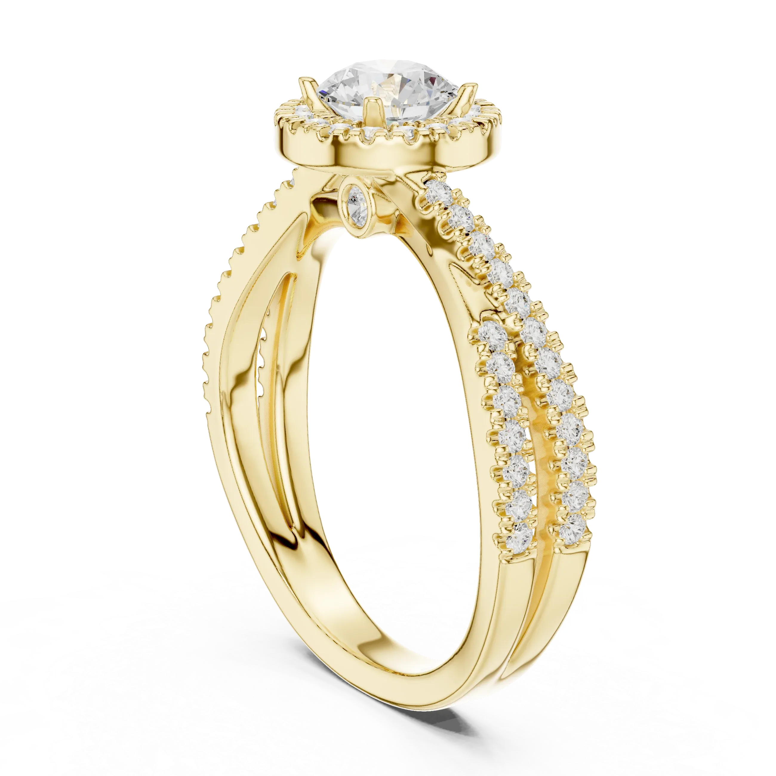 Round Moissanite Pavé Engagement Ring Anniversary Gift D Color
