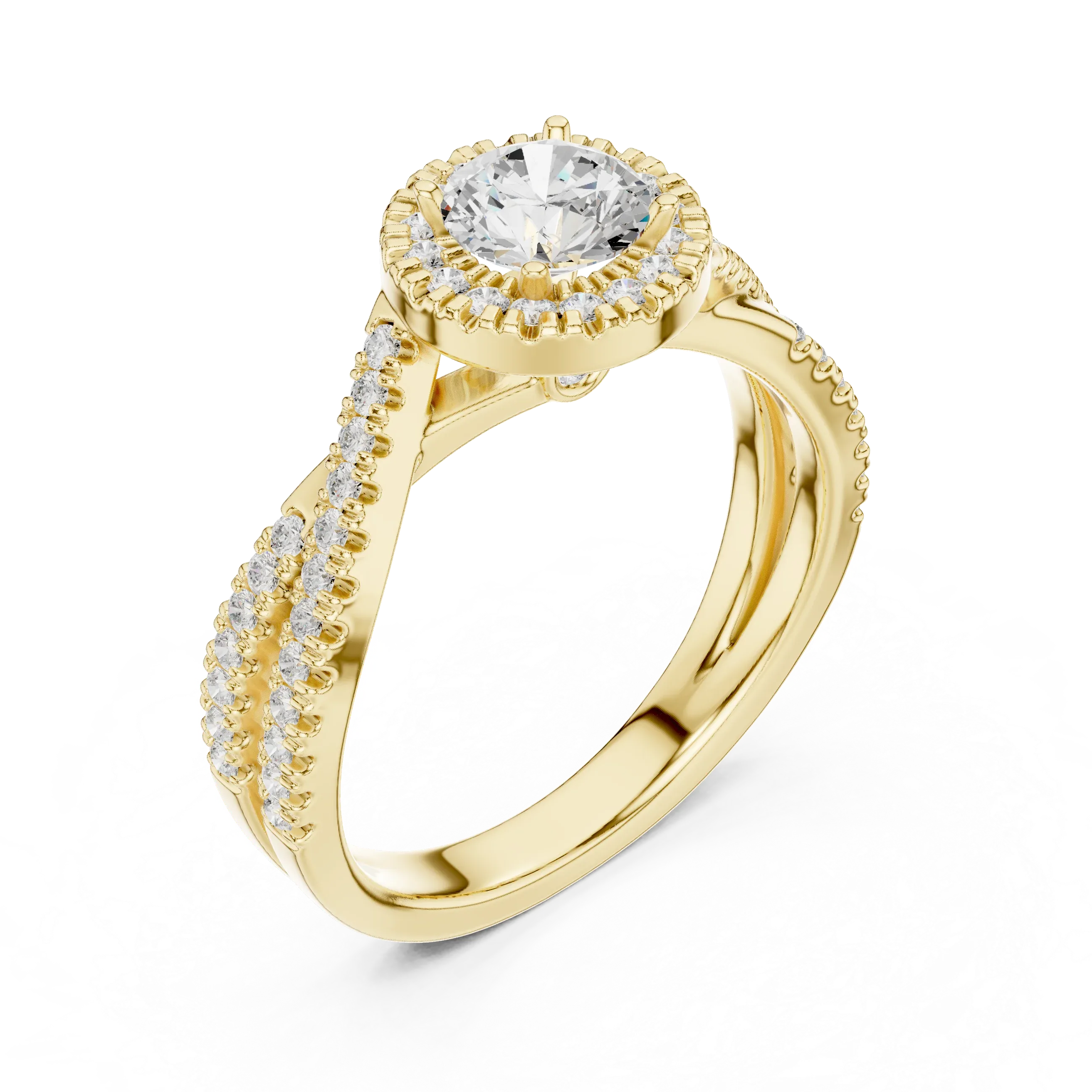 Round Moissanite Pavé Engagement Ring Anniversary Gift D Color