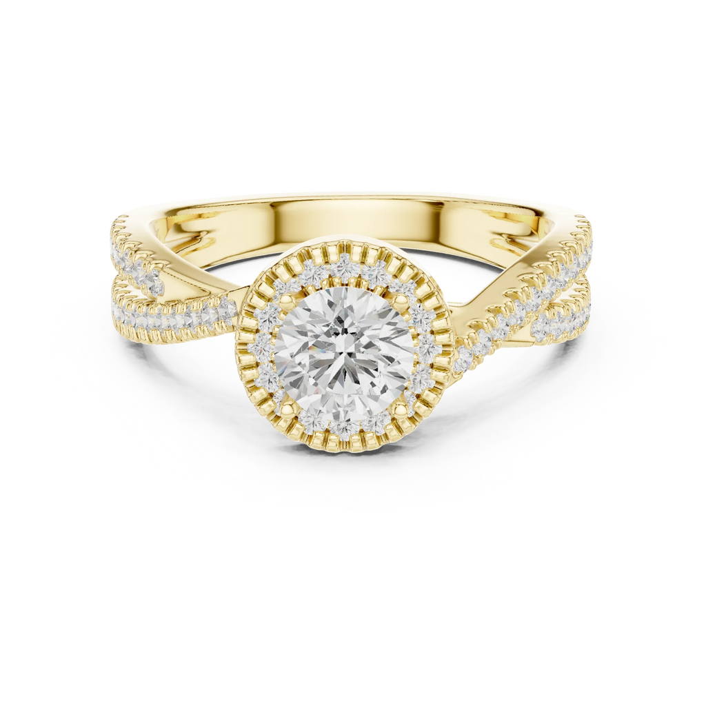 Round Moissanite Pavé Engagement Ring Anniversary Gift D Color